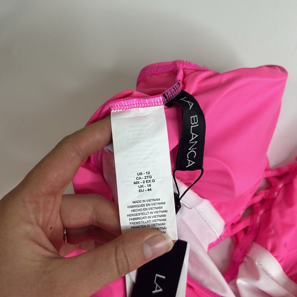 La Blanca Hot Pink Ruffle One-Piece Swimsuit - Picture 4 of 7